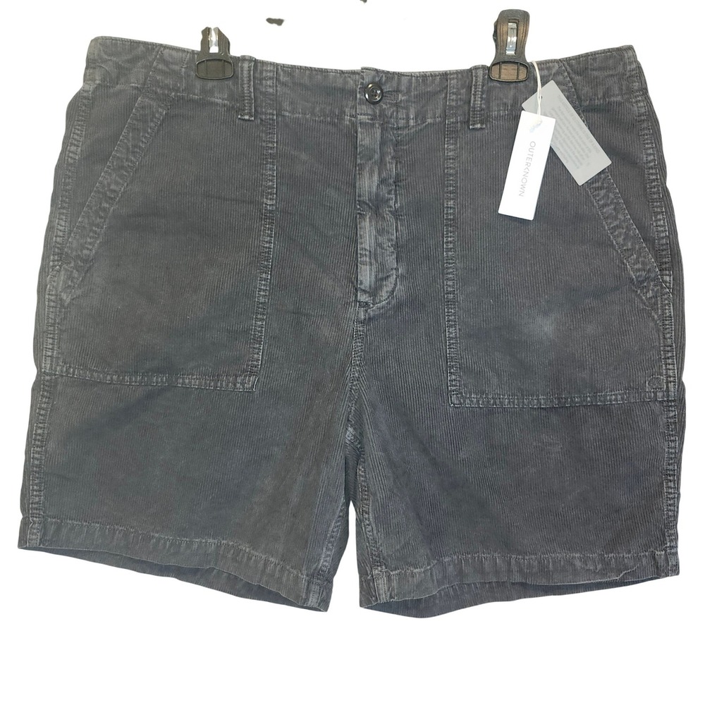 Outerknown Mens Corduroy Shorts Charcoal Gray Organic Cotton 1670002 Size 38 NWT